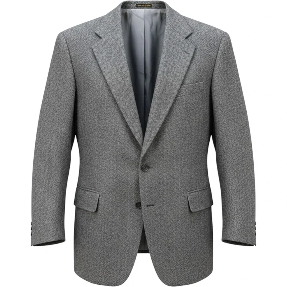 Ron Chereskin Mens Gray Herringbone Wool Camel Hair‎ Sport Coat Blazer 46R